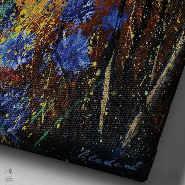 تابلو انتزاعی گل های گندم نما اثر پل لدنت - نمای نزدیک بافت بوم