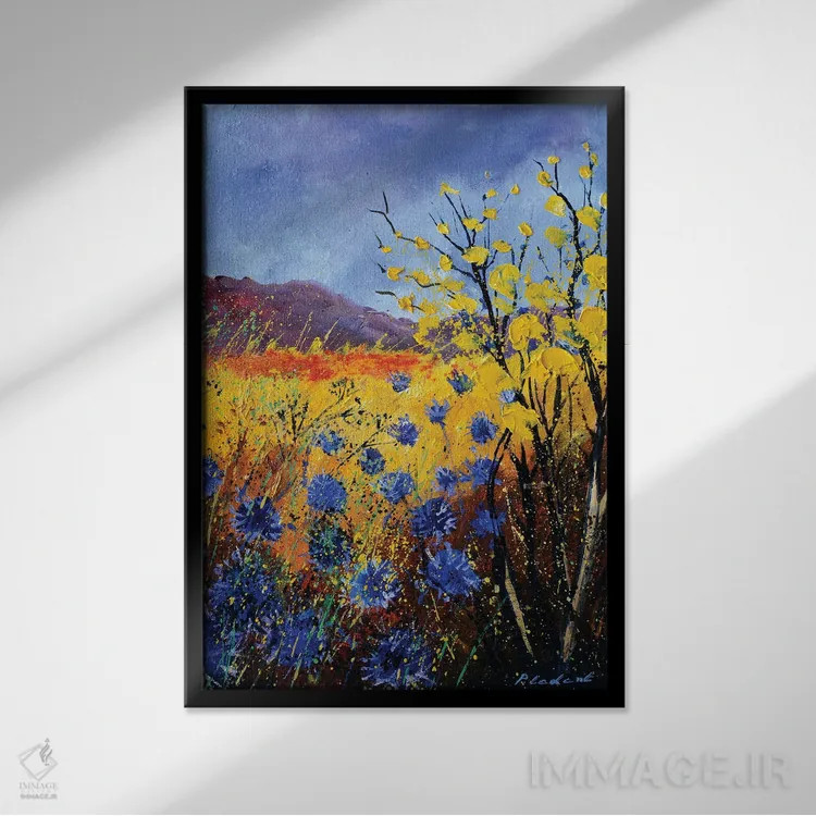 تابلو انتزاعی گل های گندم نما اثر پل لدنت - نمای قابدار مشکی