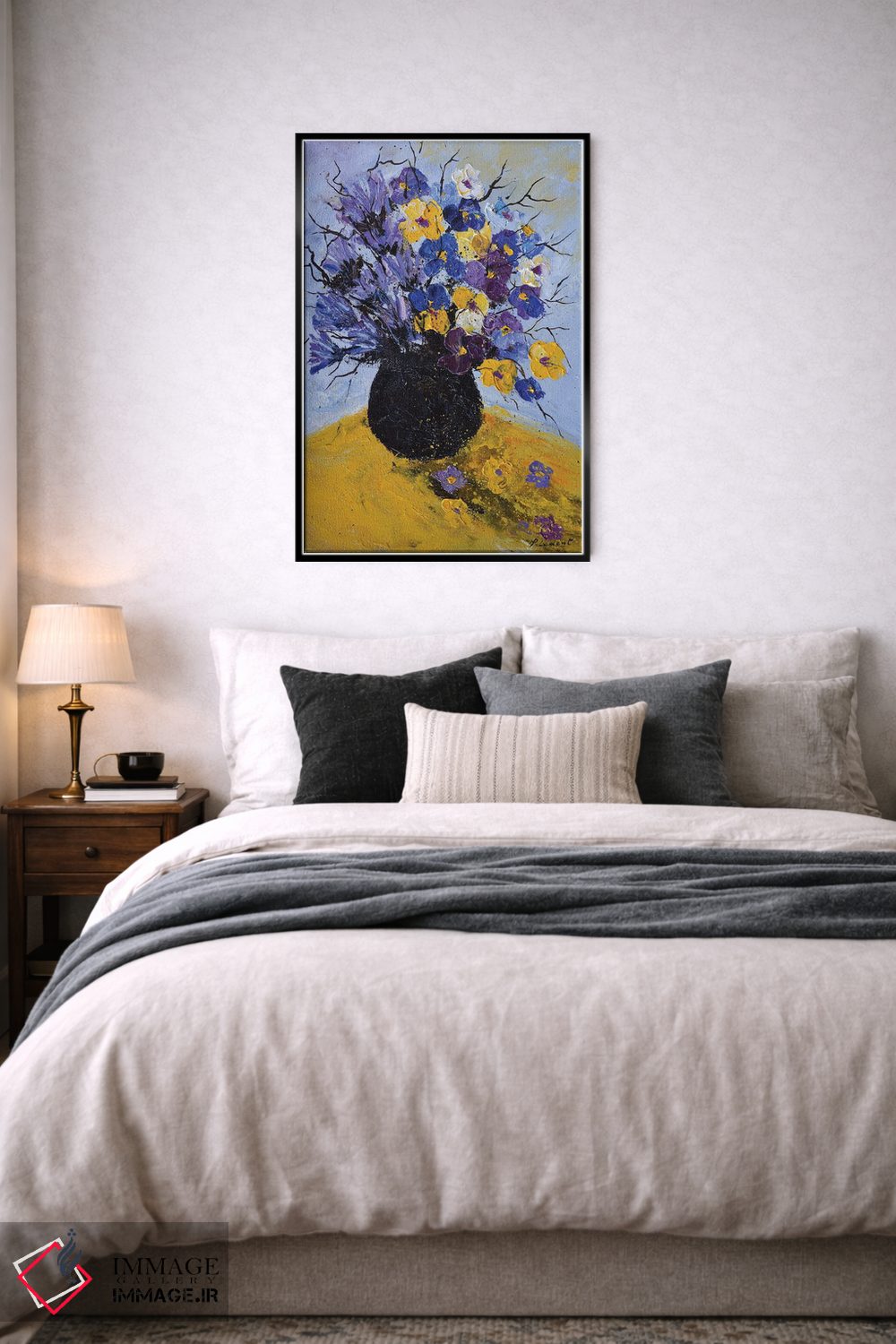 تابلو انتزاعی بنفشه و گل گندم اثر پل لدنت - D6B