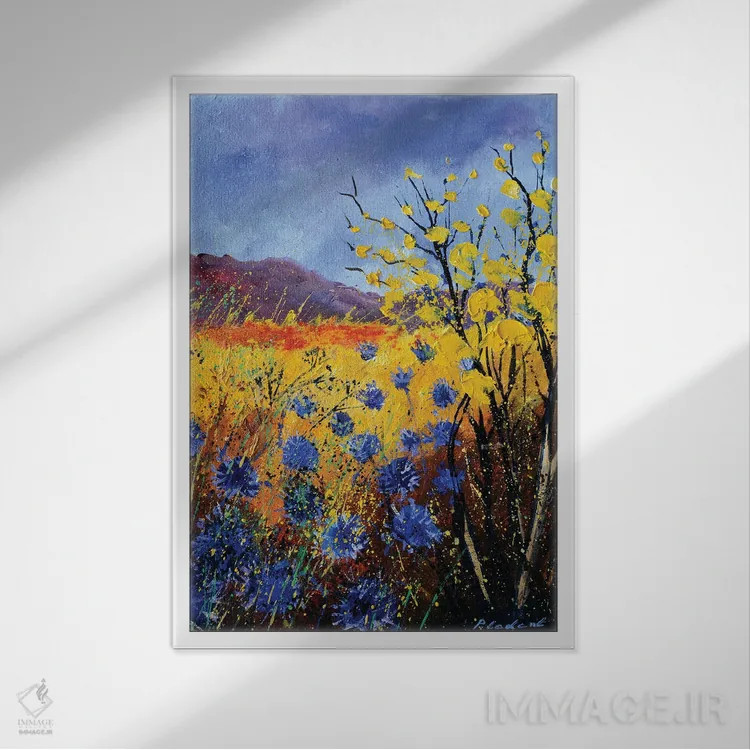 تابلو انتزاعی گل های گندم نما اثر پل لدنت - نمای قابدار سفید