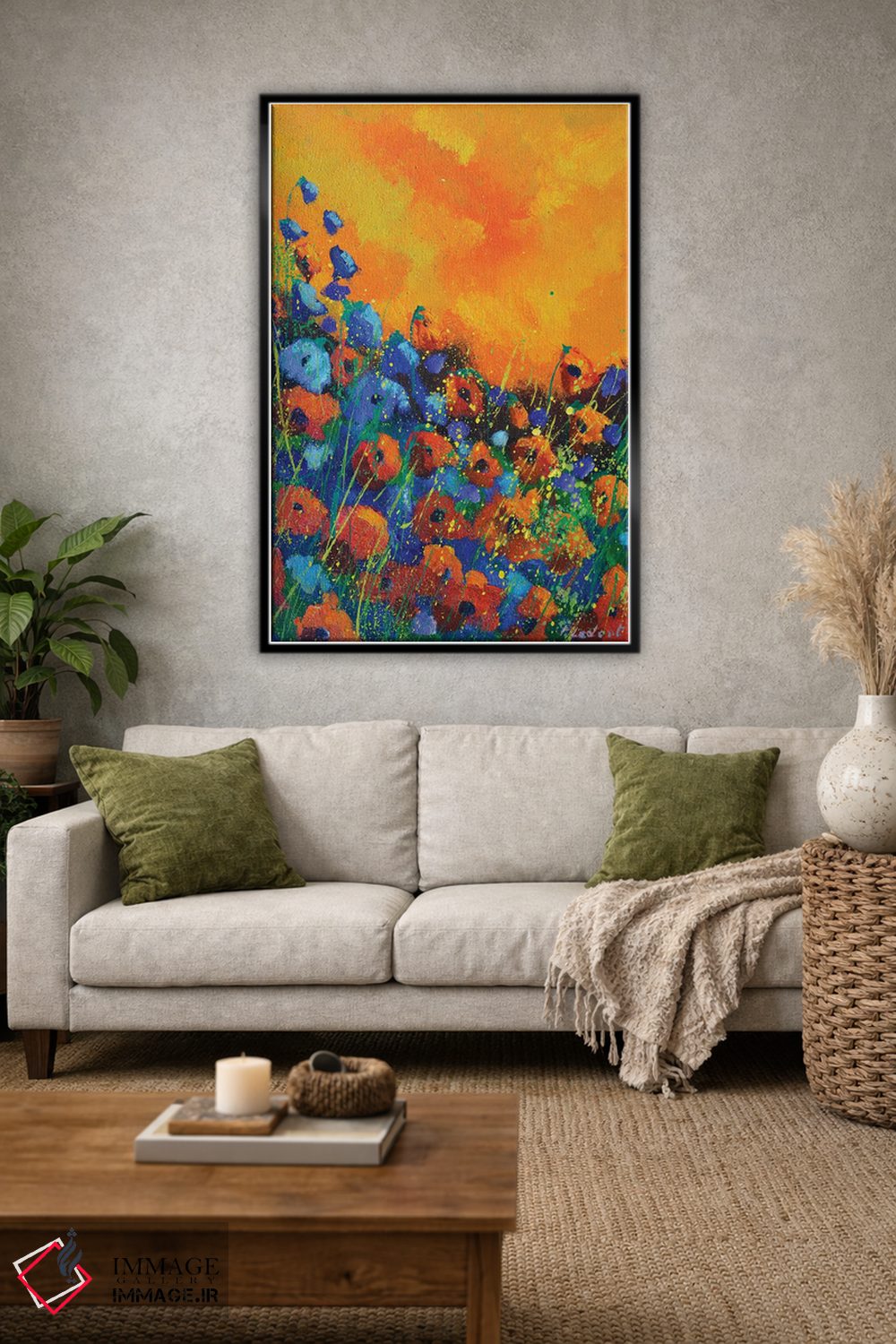 تابلو انتزاعی شقایق های نارنجی اثر پل لدنت - D2B