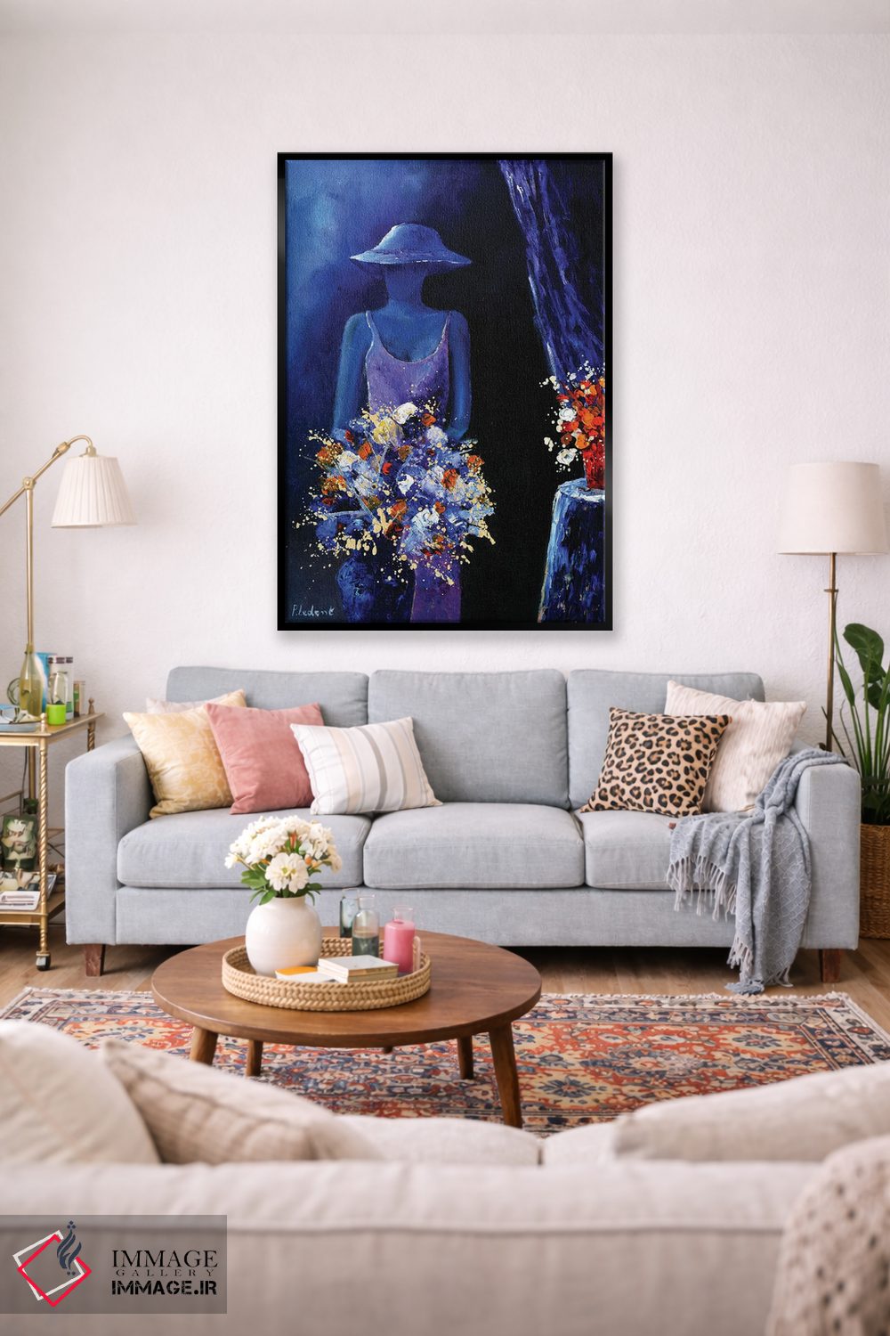 تابلو دکوراتیو بانویی با دو طبیعت بی جان اثر پل لدنت - D1B