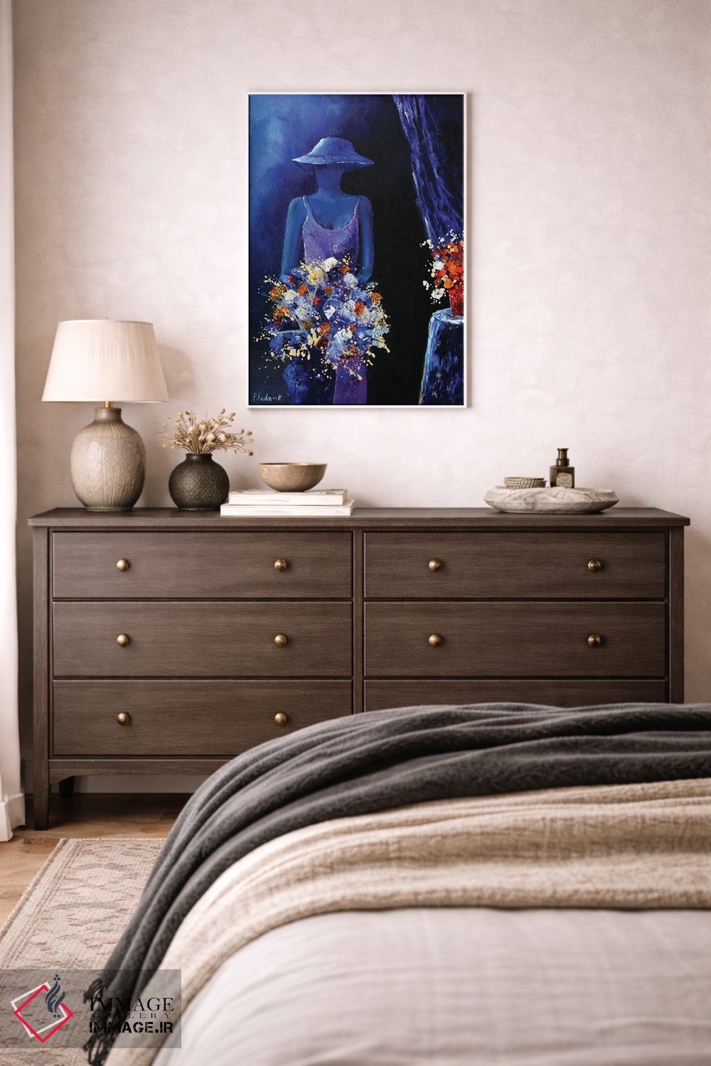 تابلو دکوراتیو بانویی با دو طبیعت بی جان اثر پل لدنت - D2W