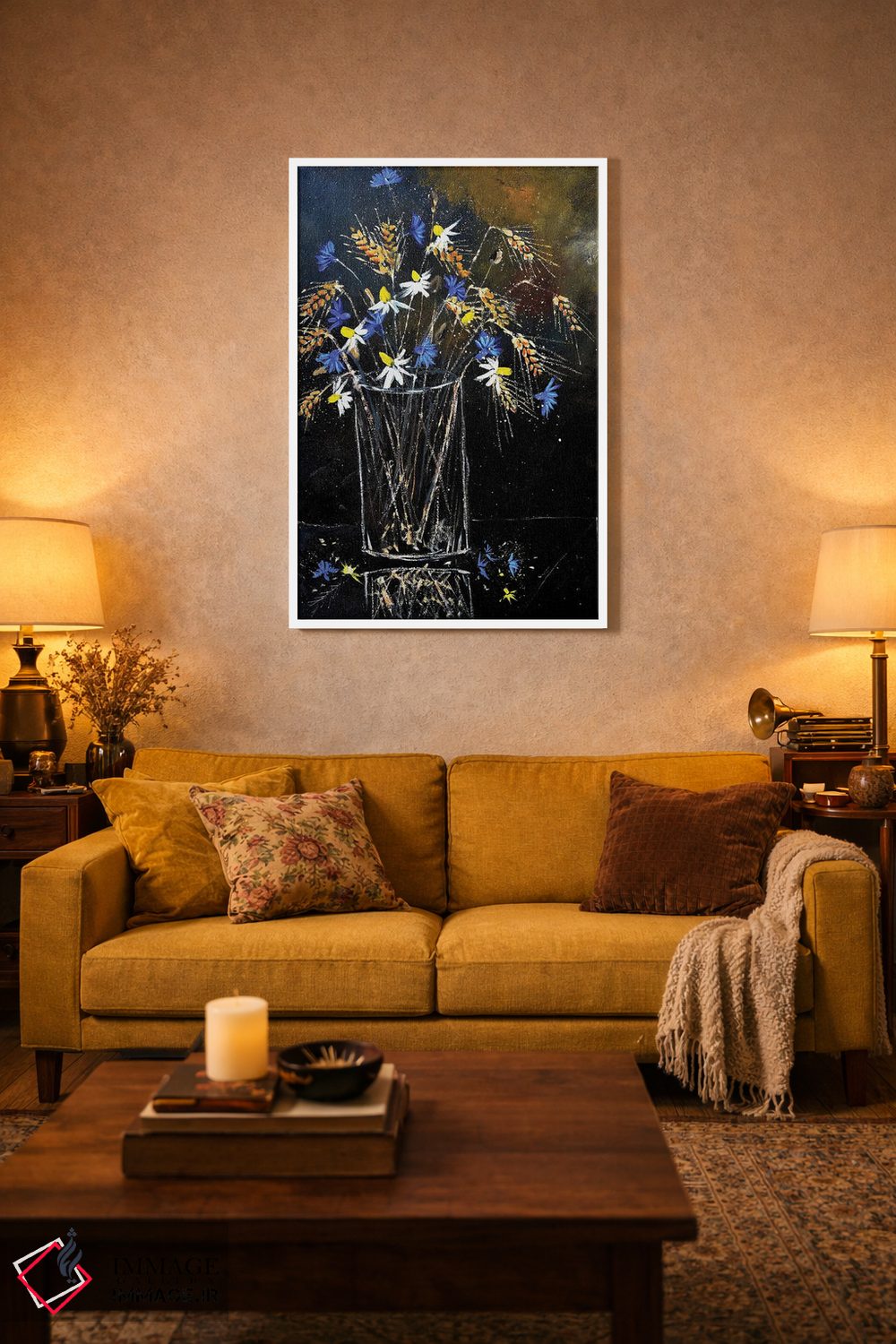 تابلو دکوراتیو طبیعت بی جان با گل های صحرایی اثر پل لدنت - D3W