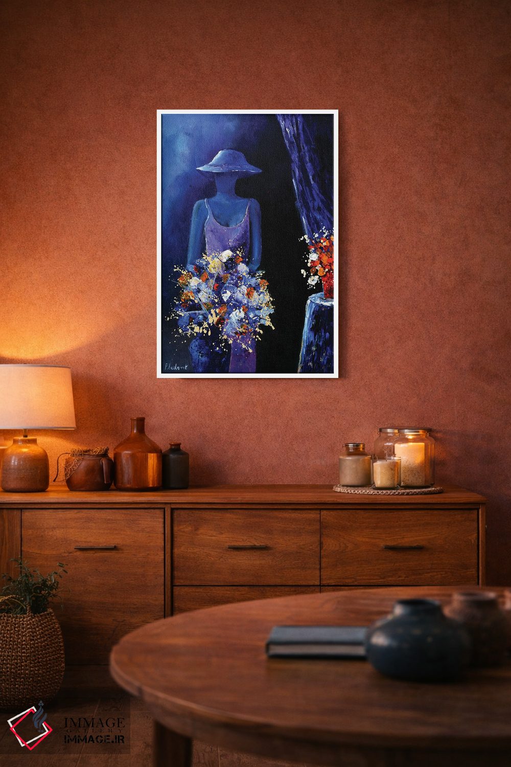 تابلو دکوراتیو بانویی با دو طبیعت بی جان اثر پل لدنت - D3W