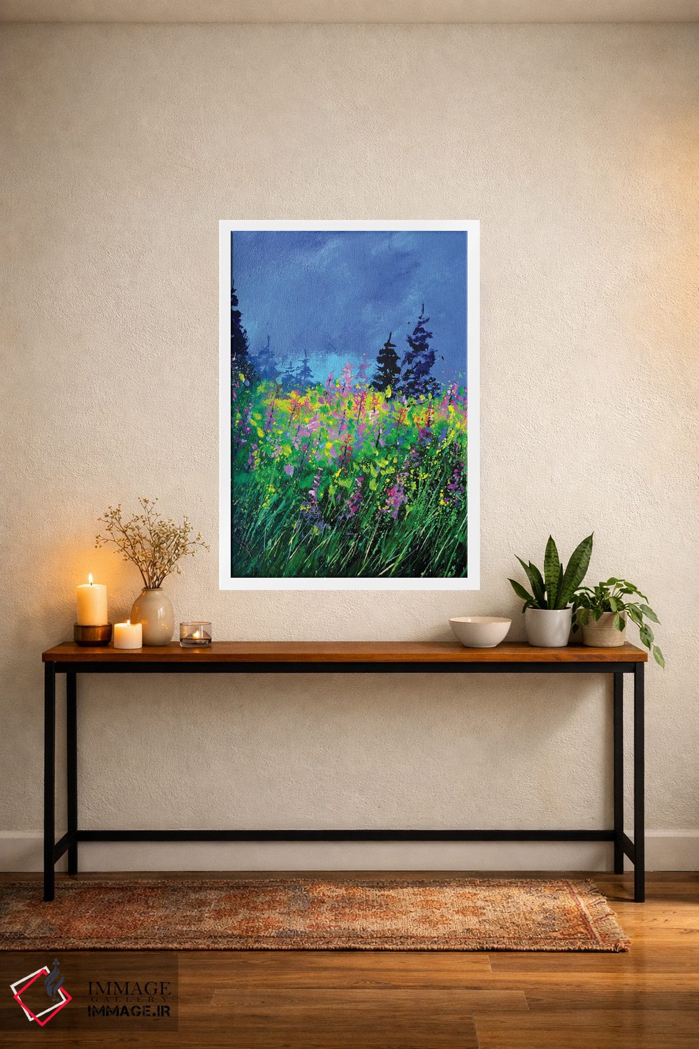 تابلو انتزاعی گل های گل مینا اثر پل لدنت - D4W