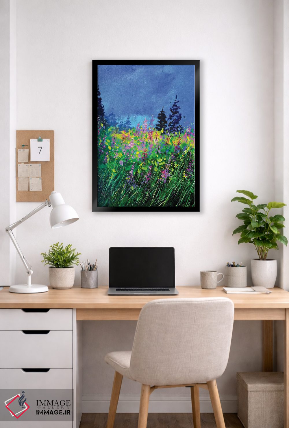 تابلو انتزاعی گل های گل مینا اثر پل لدنت - D5B