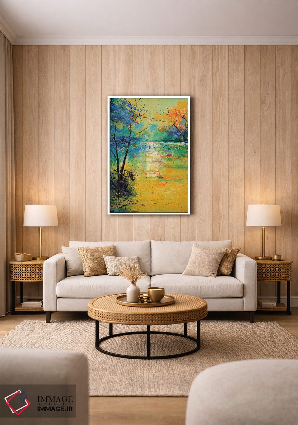 تابلو انتزاعی نور روی برکه اثر پل لدنت - D1W