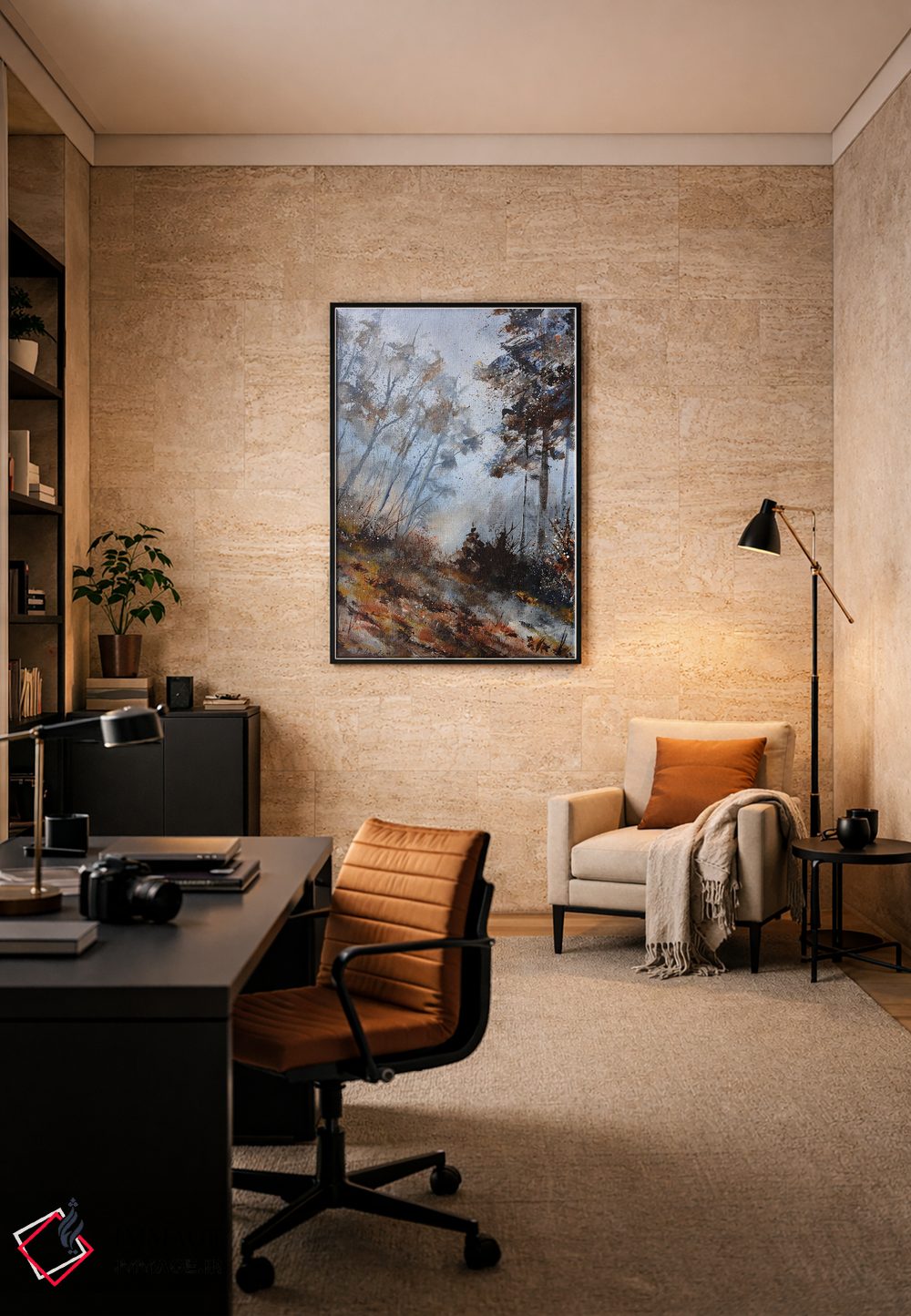 تابلو انتزاعی نوامبری مه آلود اثر پل لدنت - D6B