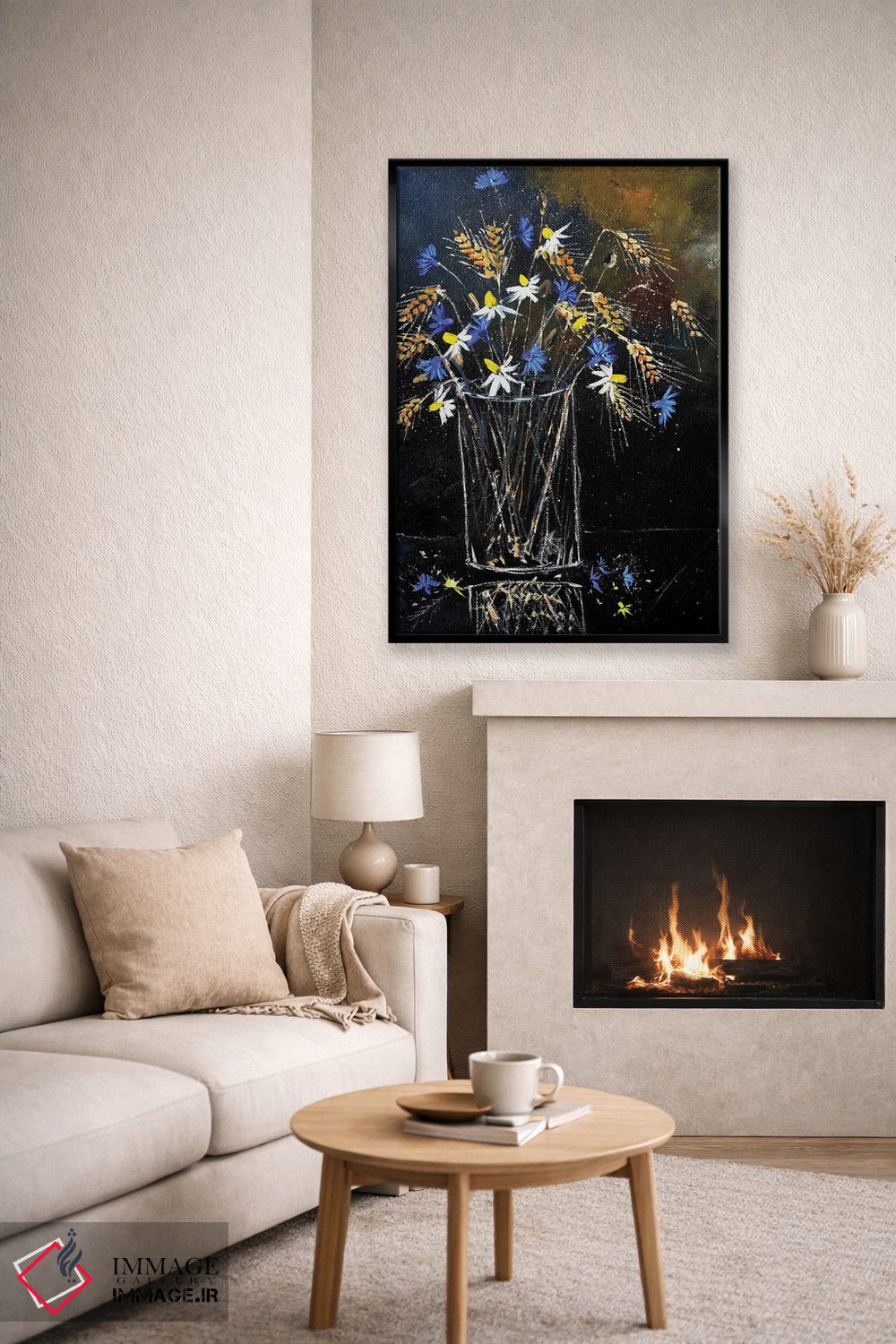 تابلو دکوراتیو طبیعت بی جان با گل های صحرایی اثر پل لدنت - D6B