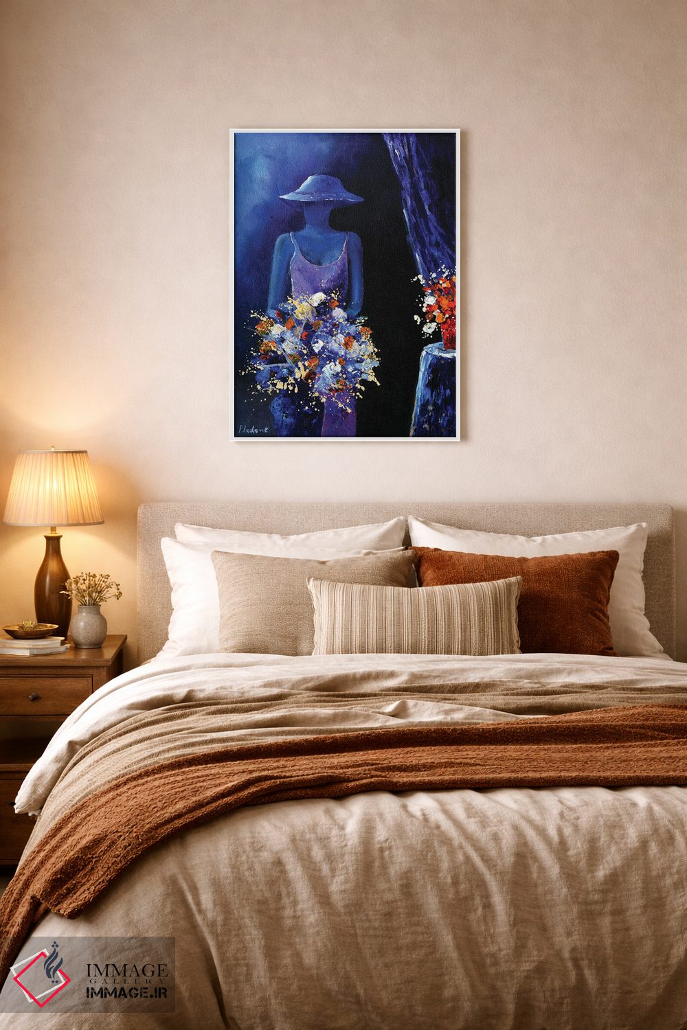 تابلو دکوراتیو بانویی با دو طبیعت بی جان اثر پل لدنت - D6W