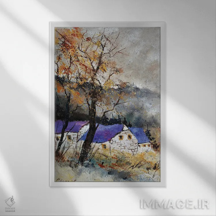 تابلو دکوراتیو چند خانه در زمستان اثر پل لدنت - نمای قابدار سفید
