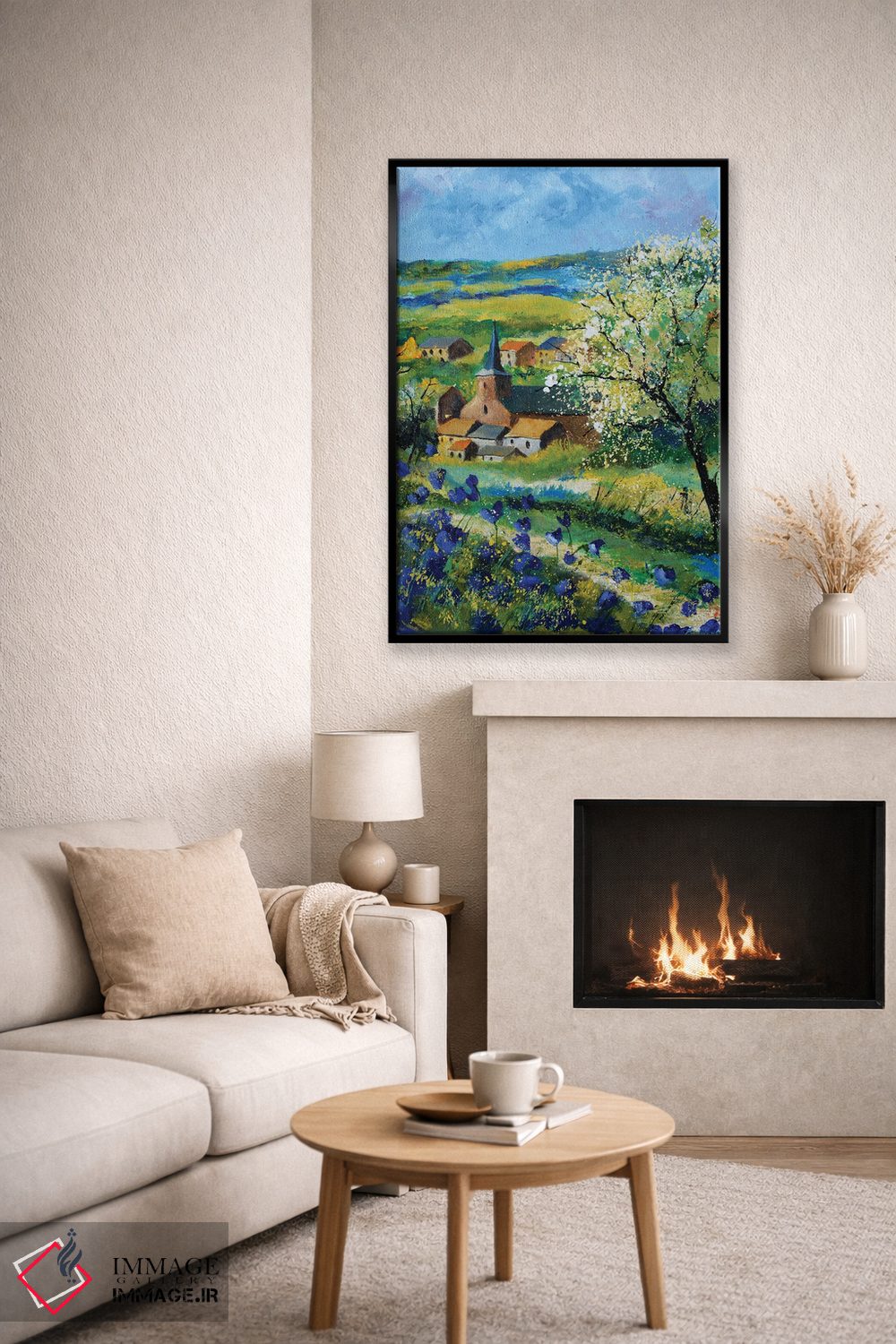 تابلو انتزاعی شقایق های آبی در ویتریوال اثر پل لدنت - D5B