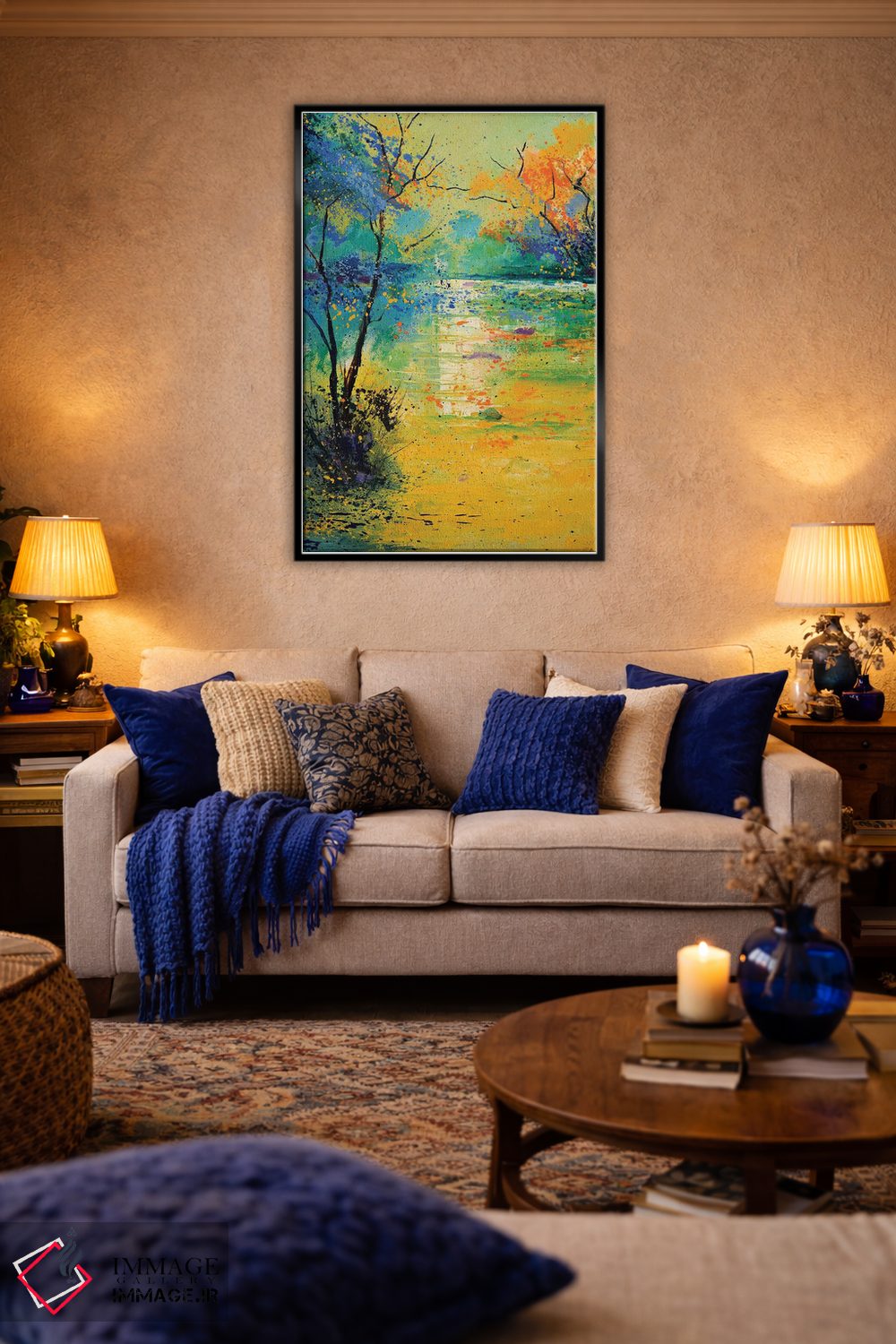 تابلو انتزاعی نور روی برکه اثر پل لدنت - D6B