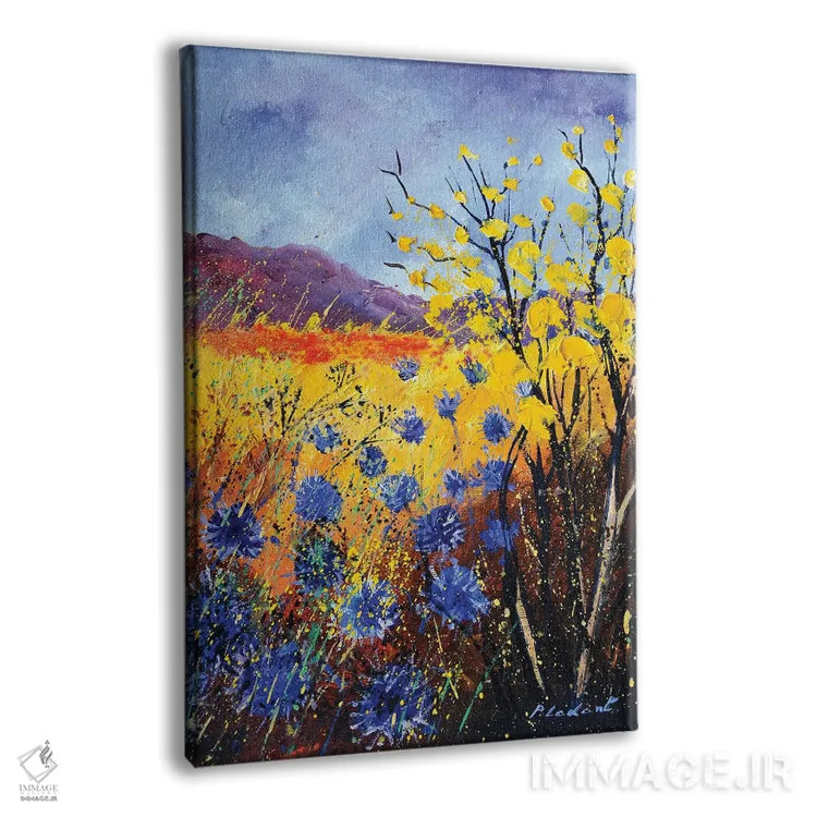 تابلو انتزاعی گل گندمی آبی اثر پل لدنت - نمای پرسپکتیو محصول