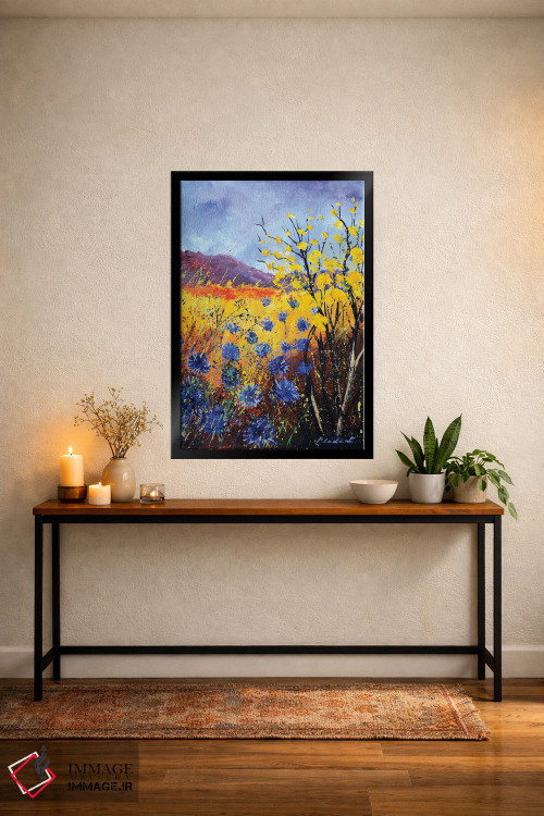 تابلو انتزاعی گل گندمی آبی اثر پل لدنت - D5B