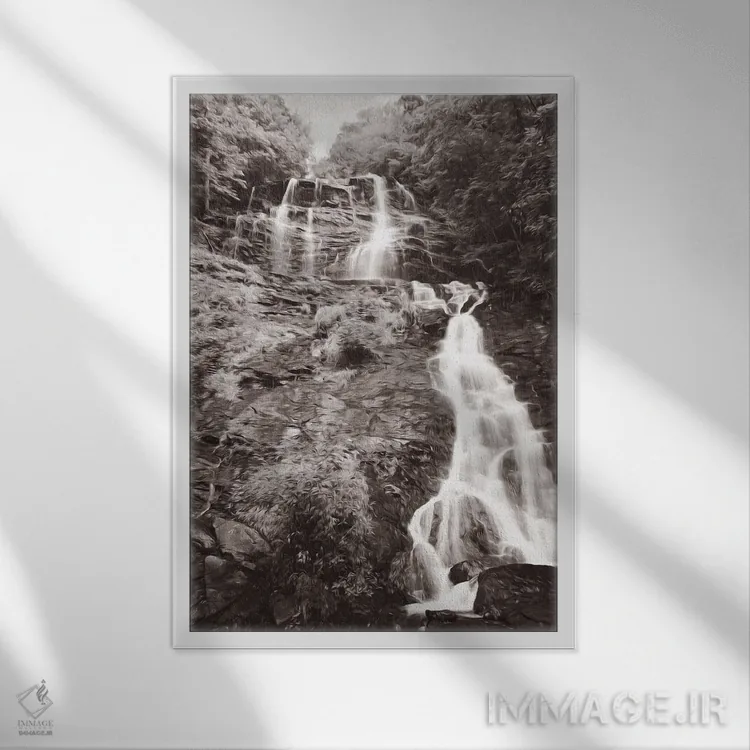 تابلو دکوراتیو آبشار آمایکالولا در جورجیا اثر لورا دی یانگ - نمای قابدار سفید