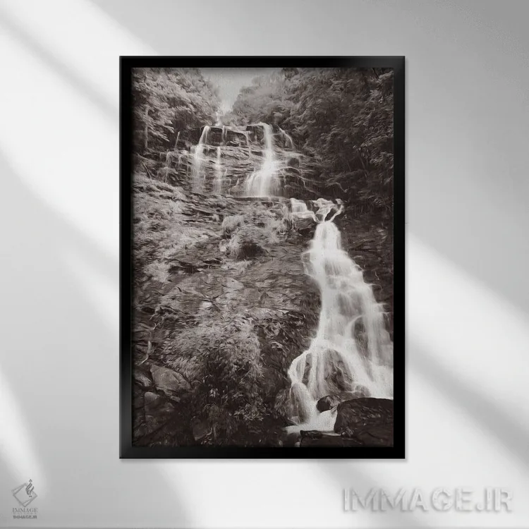 تابلو دکوراتیو آبشار آمایکالولا در جورجیا اثر لورا دی یانگ - نمای قابدار مشکی