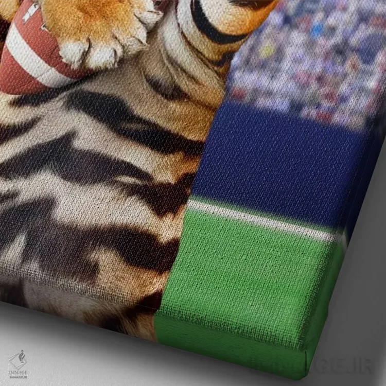 تابلو دکوراتیو تیم ببر اثر لوند روزر - نمای نزدیک بافت بوم