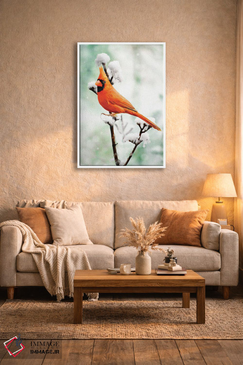 تابلو دکوراتیو کارباورال شمالی بر شاخه برفی اثر لورا دی یانگ - D4W