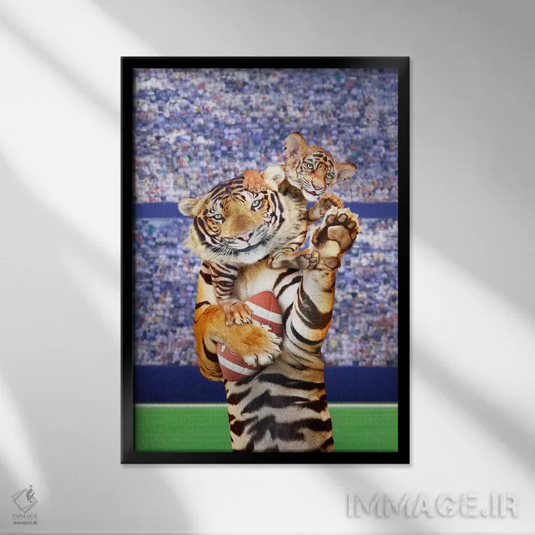 تابلو دکوراتیو تیم ببر اثر لوند روزر - نمای قابدار مشکی