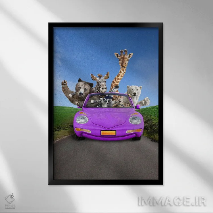 تابلو دکوراتیو سفر جاده ای هیجان انگیز اثر لوند روزر - نمای قابدار مشکی