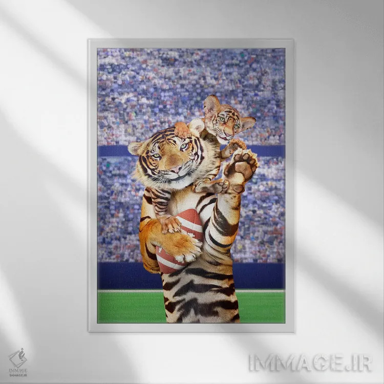 تابلو دکوراتیو تیم ببر اثر لوند روزر - نمای قابدار سفید