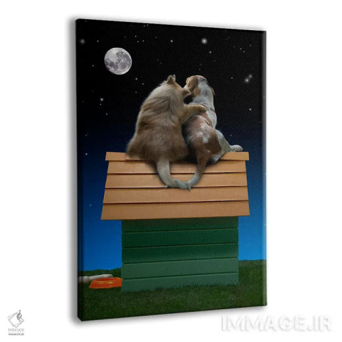 تابلو دکوراتیو ماه عاشقانه توله ها اثر لوند روزر - نمای پرسپکتیو محصول