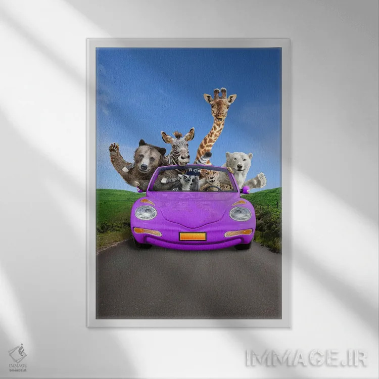 تابلو دکوراتیو سفر جاده ای هیجان انگیز اثر لوند روزر - نمای قابدار سفید