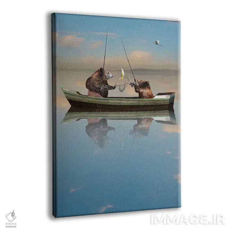 تابلو دکوراتیو خرس های ماهیگیر اثر لوند روزر - نمای پرسپکتیو محصول