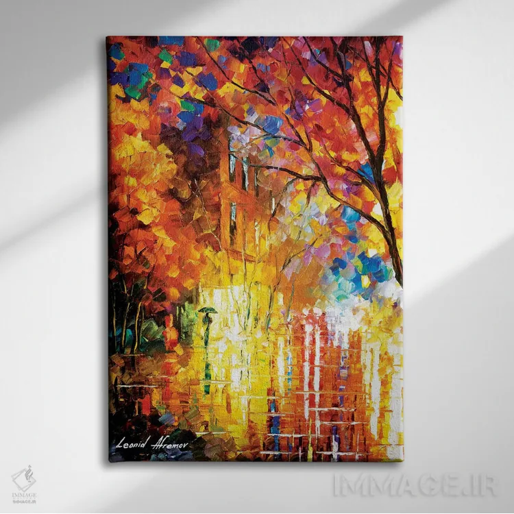 تابلو دکوراتیو برداشت از رنگ ها اثر لئونید آفرموف - نمای روبهرو روی دیوار