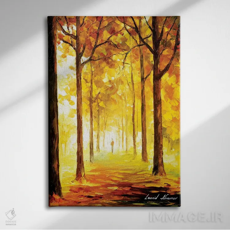تابلو دکوراتیو حال و هوای زرد اثر لئونید آفرموف - نمای روبهرو روی دیوار