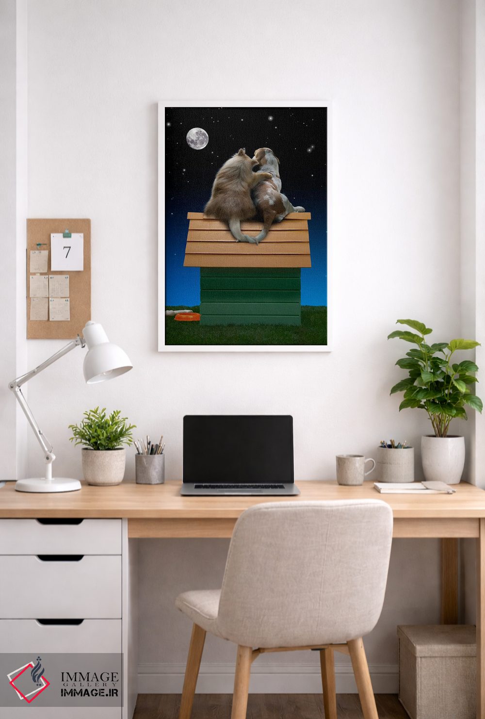 تابلو دکوراتیو ماه عاشقانه توله ها اثر لوند روزر - D2W