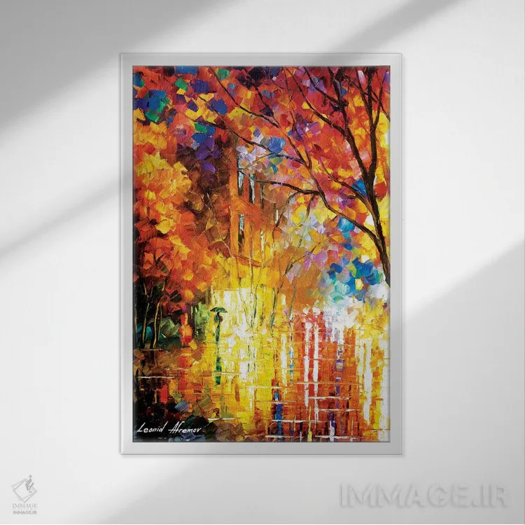 تابلو دکوراتیو برداشت از رنگ ها اثر لئونید آفرموف - نمای قابدار سفید