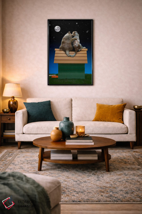 تابلو دکوراتیو ماه عاشقانه توله ها اثر لوند روزر - D4B