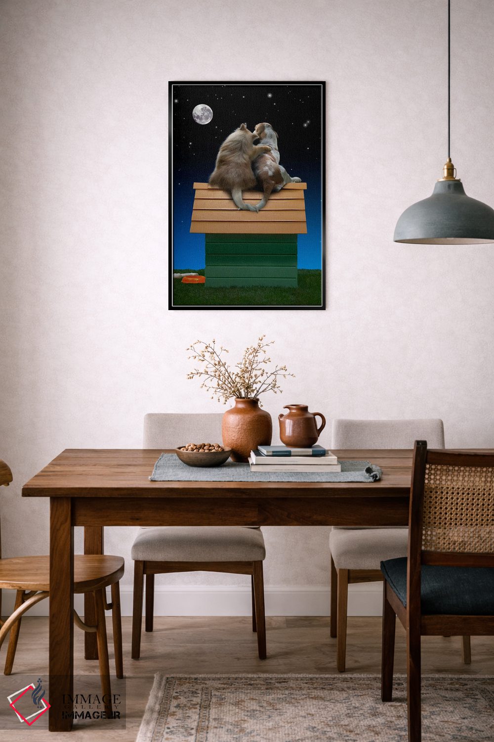 تابلو دکوراتیو ماه عاشقانه توله ها اثر لوند روزر - D6B