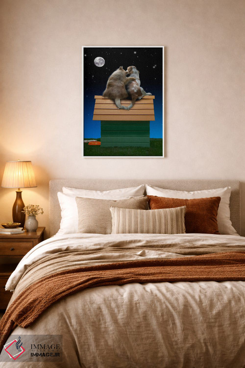 تابلو دکوراتیو ماه عاشقانه توله ها اثر لوند روزر - D5W