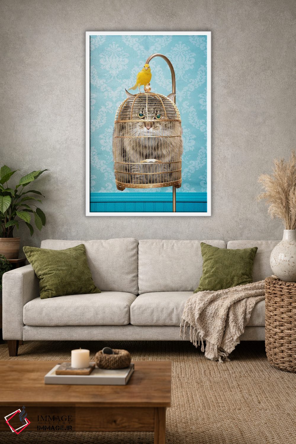 تابلو دکوراتیو گربه در قفس اثر لوند روزر - D1W