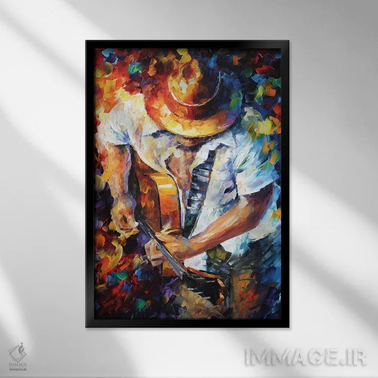 تابلو دکوراتیو گیتار و روح اثر لئونید آفرموف - نمای قابدار مشکی