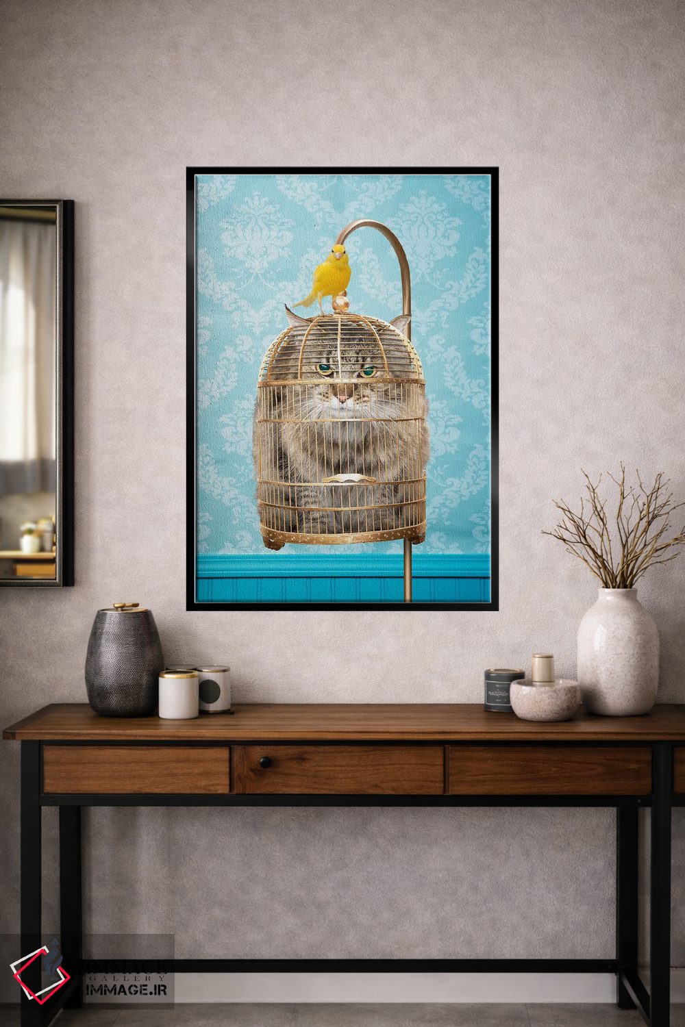 تابلو دکوراتیو گربه در قفس اثر لوند روزر - D2B
