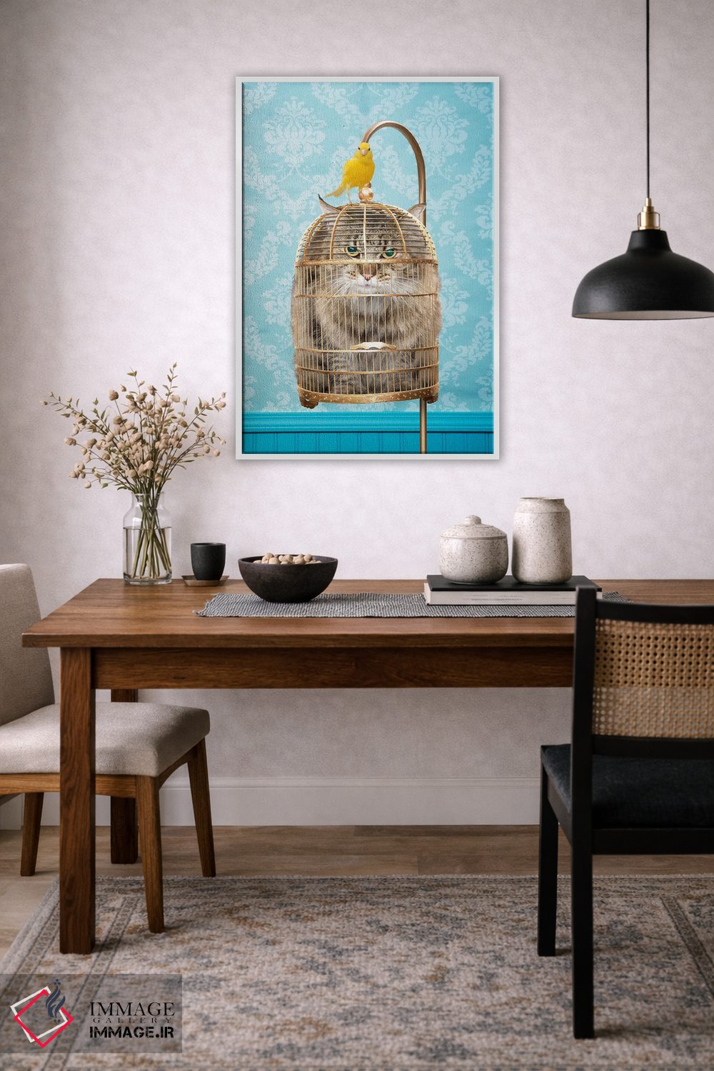 تابلو دکوراتیو گربه در قفس اثر لوند روزر - D3W