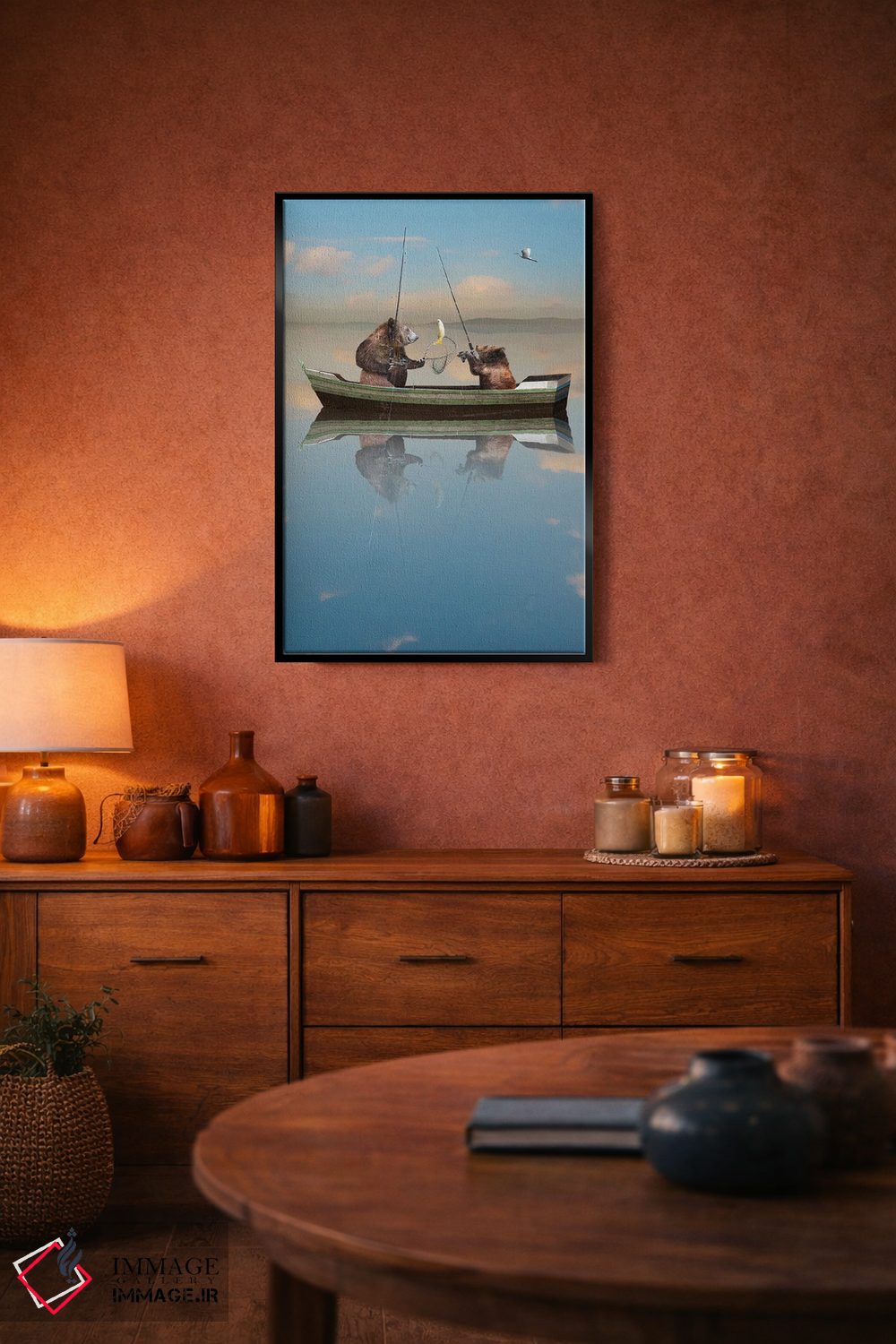 تابلو دکوراتیو خرس های ماهیگیر اثر لوند روزر - D5B