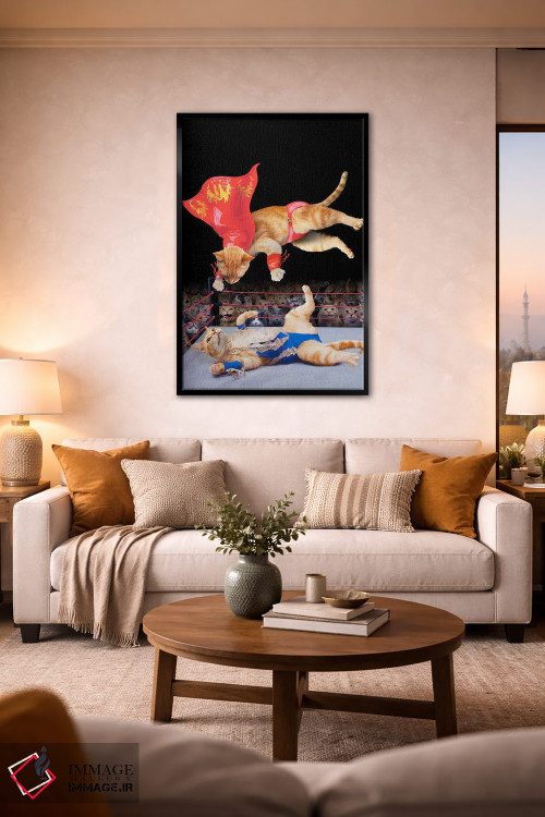 تابلو دکوراتیو کشتی گربه ها اثر لوند روزر - D2B