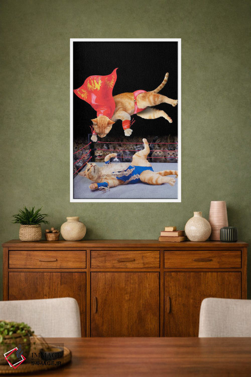 تابلو دکوراتیو کشتی گربه ها اثر لوند روزر - D1W
