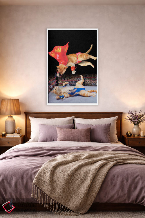 تابلو دکوراتیو کشتی گربه ها اثر لوند روزر - D3W