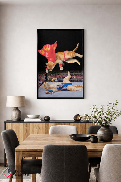 تابلو دکوراتیو کشتی گربه ها اثر لوند روزر - D5B