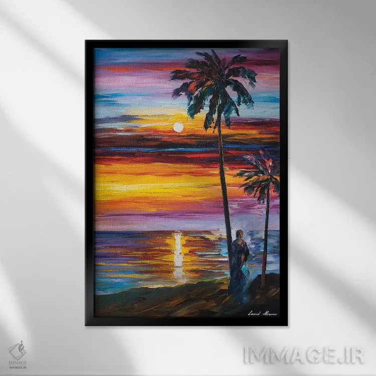 تابلو دکوراتیو حال وهوای کارائیب اثر لئونید آفرموف - نمای قابدار مشکی