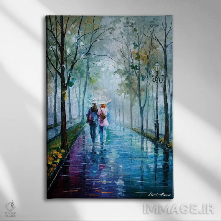 تابلو دکوراتیو قدم زدن در مه اثر لئونید آفرموف - نمای روبهرو روی دیوار