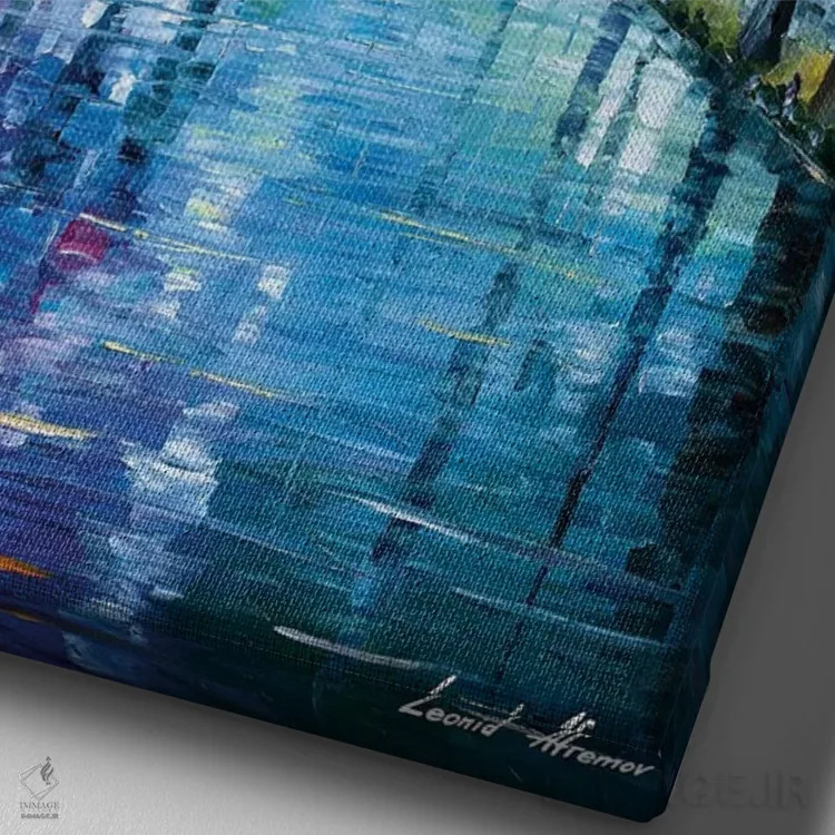 تابلو دکوراتیو قدم زدن در مه اثر لئونید آفرموف - نمای نزدیک بافت بوم