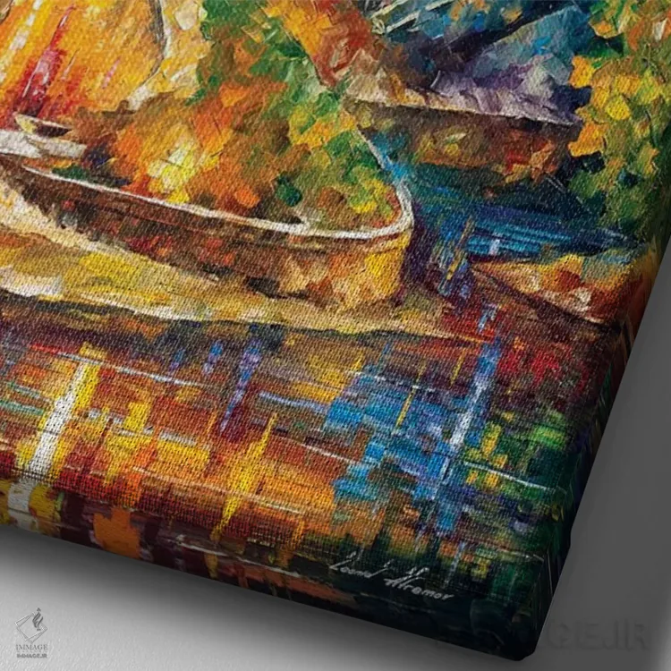 تابلو دکوراتیو وایتبسک قدیمی اثر لئونید آفرموف - نمای نزدیک بافت بوم